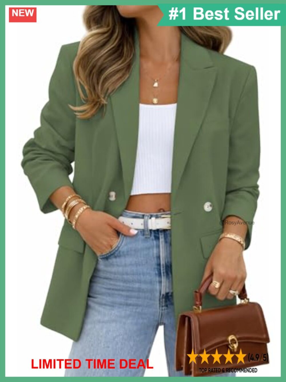 Open Front Business Casual Blazer Long Sleeve Suit Jacket with Pockets